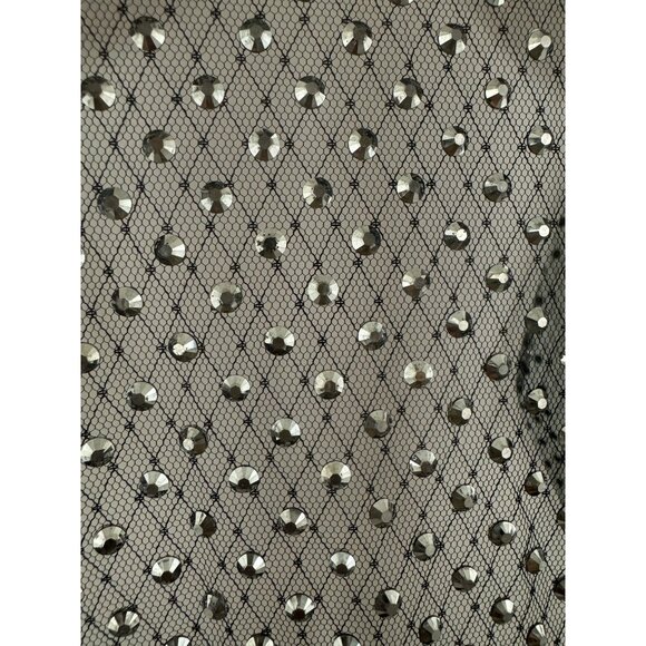 Size Small SEXY‎ BLACK MESH SHEER EMBELLISHED GOLD STUD TOP Dressy Evening Club - Picture 6 of 8